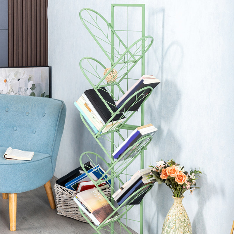 Scandinavian Metal Bookshelf Standard Closed Back Bookcase with Shelves