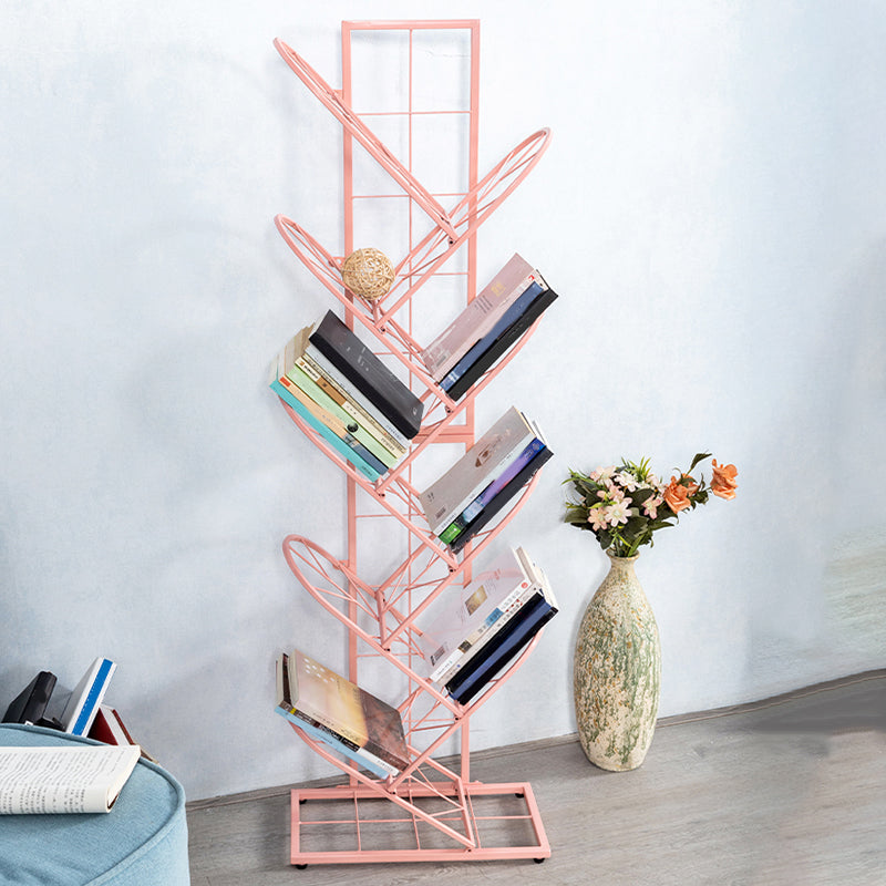 Scandinavian Metal Bookshelf Standard Closed Back Bookcase with Shelves