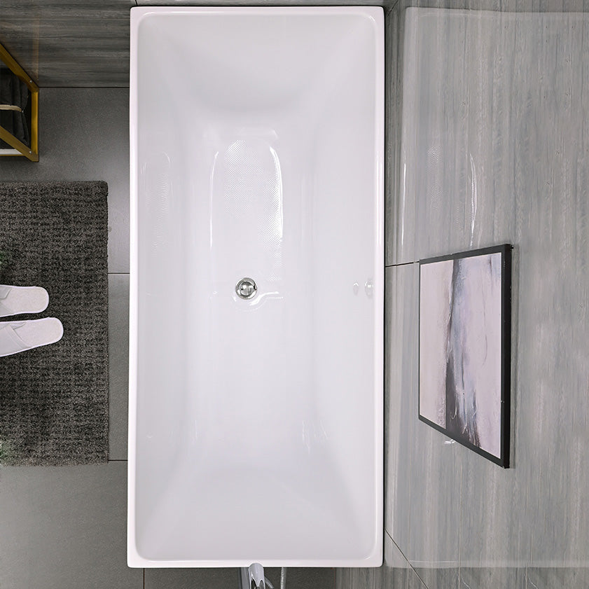 Acrylic Back to Wall Bathtub Rectangular Modern Soaking Bath Tub