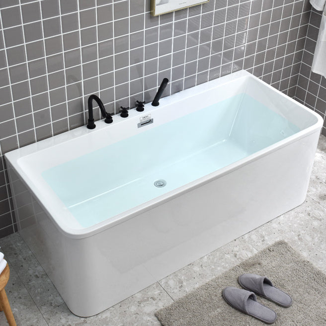 Rectangular Acrylic Modern Bathtub Stand Alone Soaking White Bath