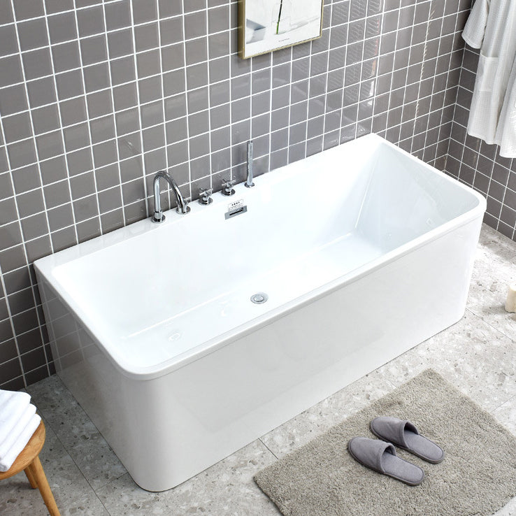 Rectangular Acrylic Modern Bathtub Stand Alone Soaking White Bath