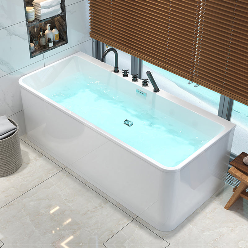 Rectangular Acrylic Modern Bathtub Stand Alone Soaking White Bath