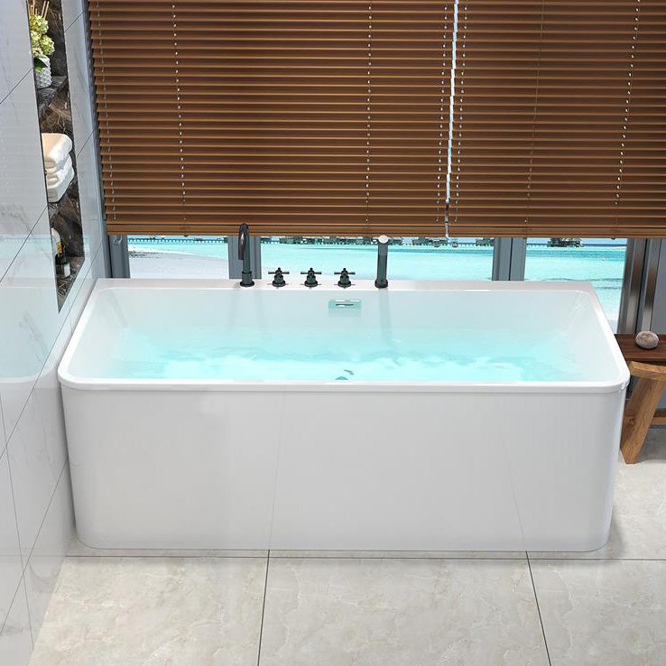 Rectangular Acrylic Modern Bathtub Stand Alone Soaking White Bath
