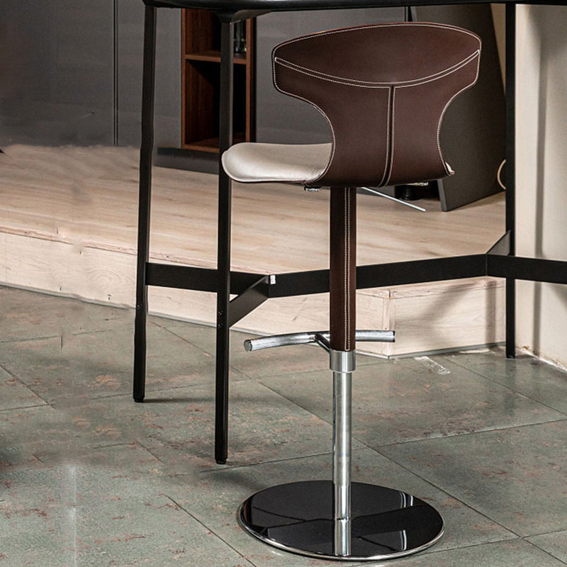 Adjustable Height Bar Stool Leather Backrest Bar Stools for Dining Room