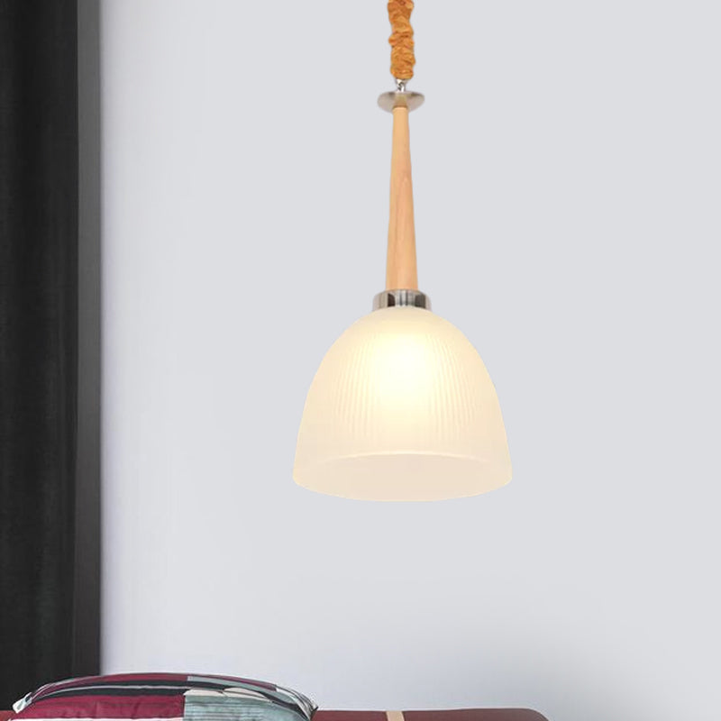 Plafon de plafond simple à 1 tête dôme pendant suspendu avec une teinte en verre prismatique blanche, 11,5 "/ 14" de largeur