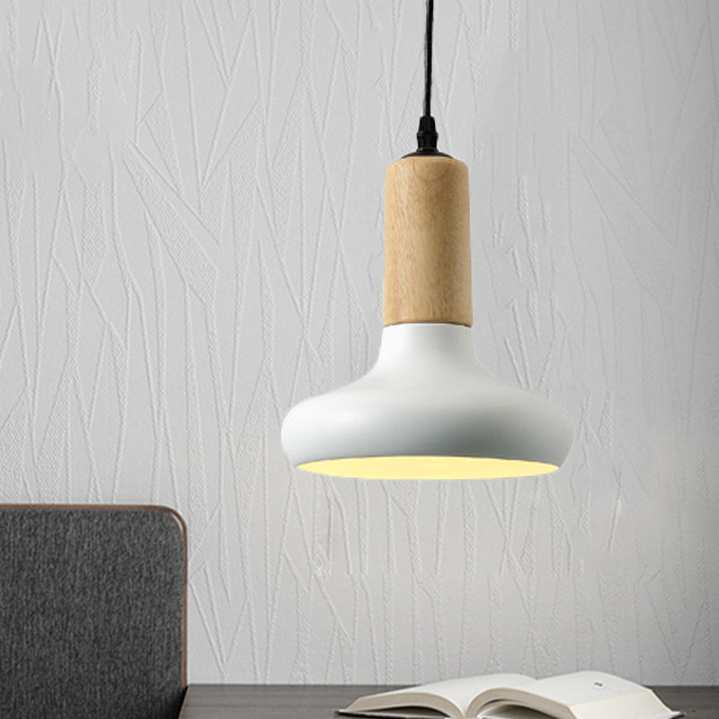 Forme d'urne Hanging Lightture Nordic Metallic 1 Head White Brow Pendant avec tube CAP