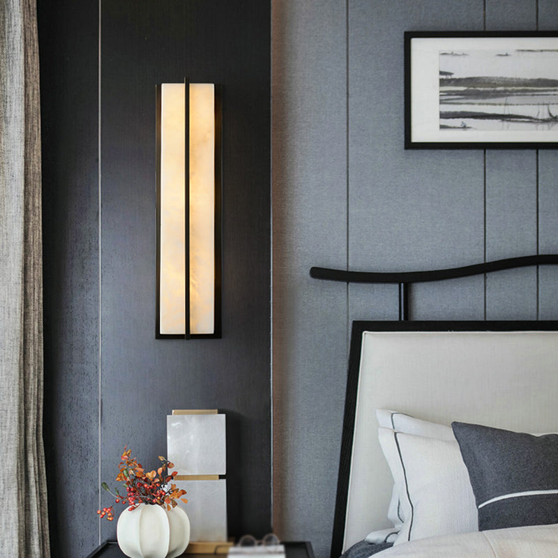 Modern Wall Lamp Square Shape Wall Mount Lamp with Stone Shade for Bedroom