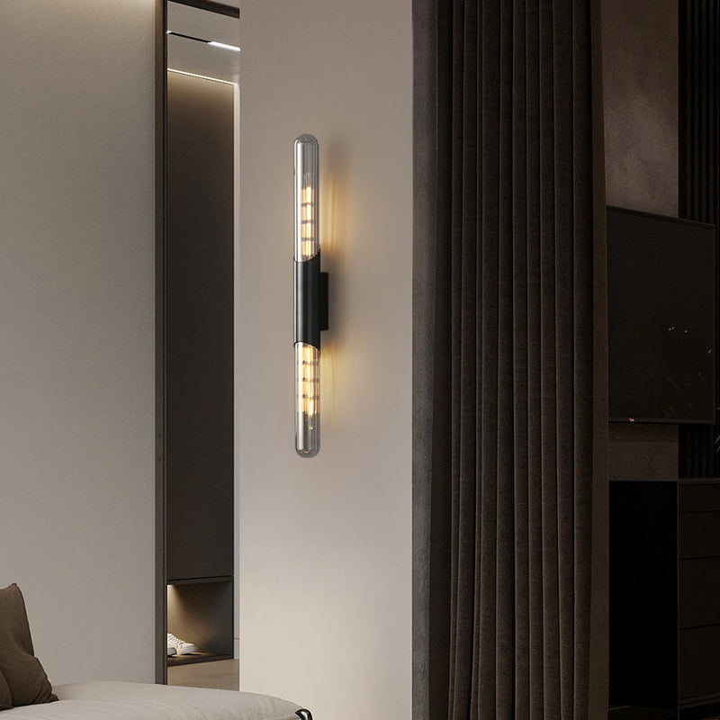 Glass Cylinder Shape Wall Lighting Modern Style Wall Light Sconce