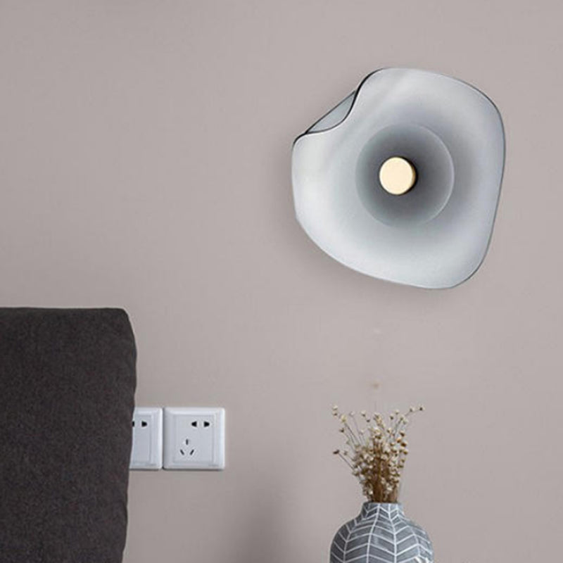 Round Glass Wall Sconce Modern LED Wall Lighting Fixture in Grey / Amber Finish