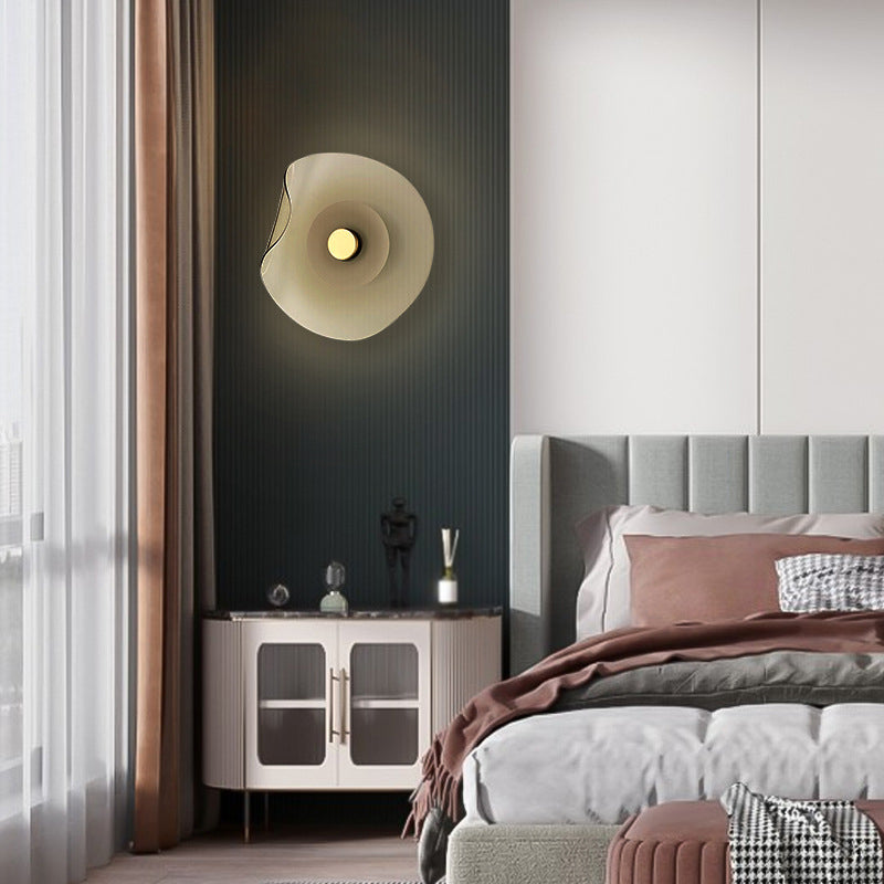 Round Glass Wall Sconce Modern LED Wall Lighting Fixture in Grey / Amber Finish