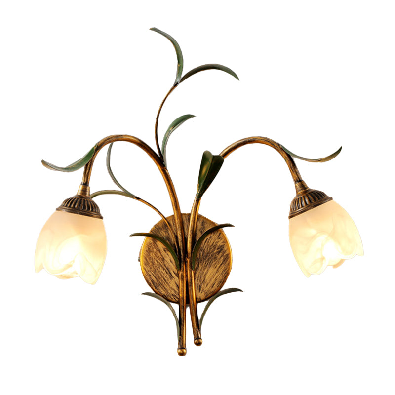 Flower Shape Wall Lamp Modern Wall Mount Lamp with Glass Shade for Bedroom