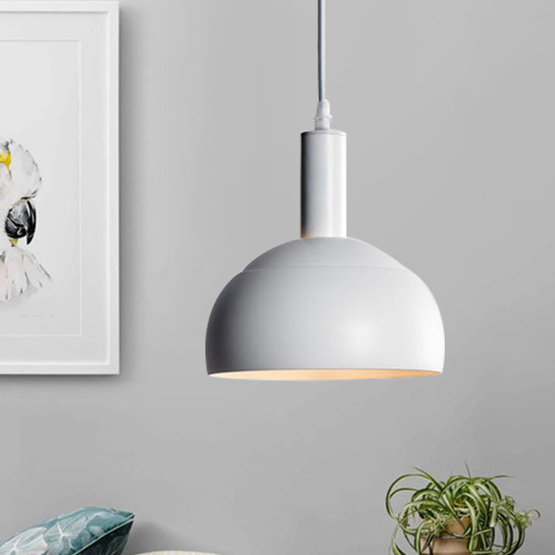 Dome Iron Down Lighting Modern Nordic Style 1 Restaurant léger suspendu suspendu en blanc