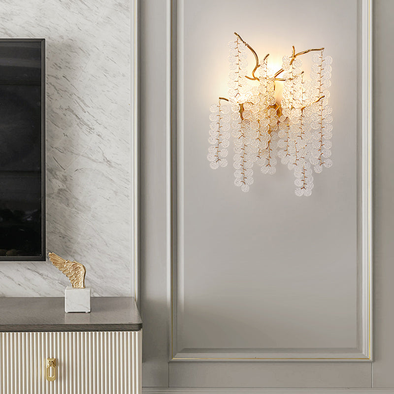 Glass Unique Shape Wall Lighting Modern Style 3 Lights Wall Light Sconce in Gold