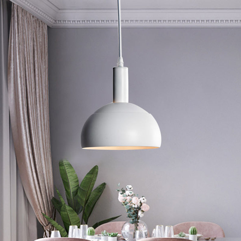 Dome Iron Down Lighting Modern Nordic Style 1 Restaurant léger suspendu suspendu en blanc