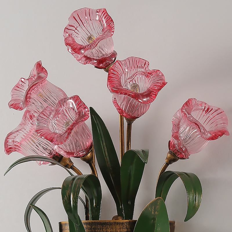 Modern Style Wall Lamp Flower Shape Wall Mount Lamp with Glass Shade for Bedroom