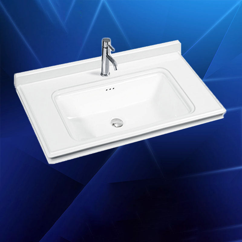Modern Drop-in Bathroom Sink Porcelain Left Basin Bathroom Sink(Not Included Faucet)