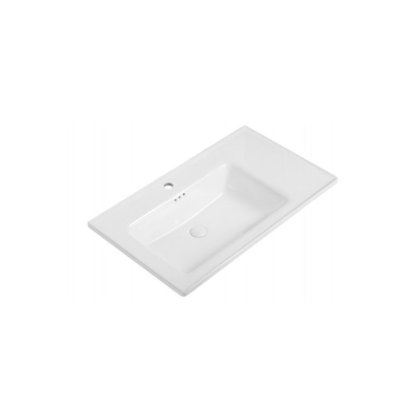 Modern Drop-in Bathroom Sink Porcelain Left Basin Bathroom Sink(Not Included Faucet)
