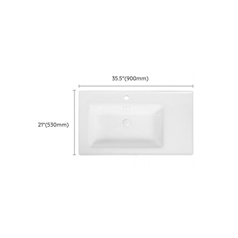 Modern Drop-in Bathroom Sink Porcelain Left Basin Bathroom Sink(Not Included Faucet)