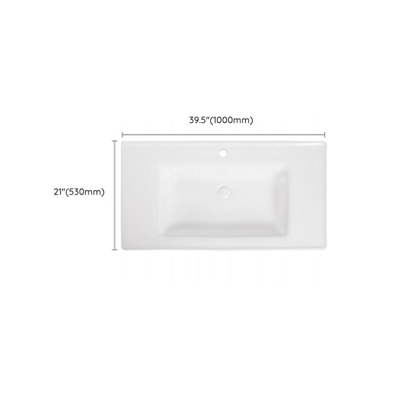 Modern Drop-in Bathroom Sink Porcelain Left Basin Bathroom Sink(Not Included Faucet)