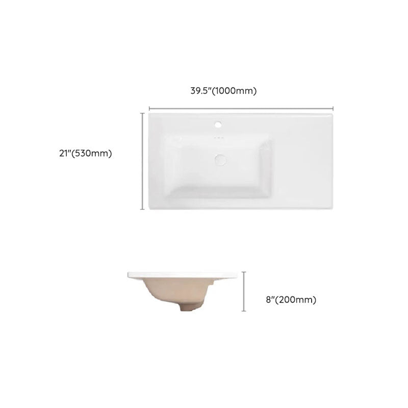 Modern Drop-in Bathroom Sink Porcelain Left Basin Bathroom Sink(Not Included Faucet)