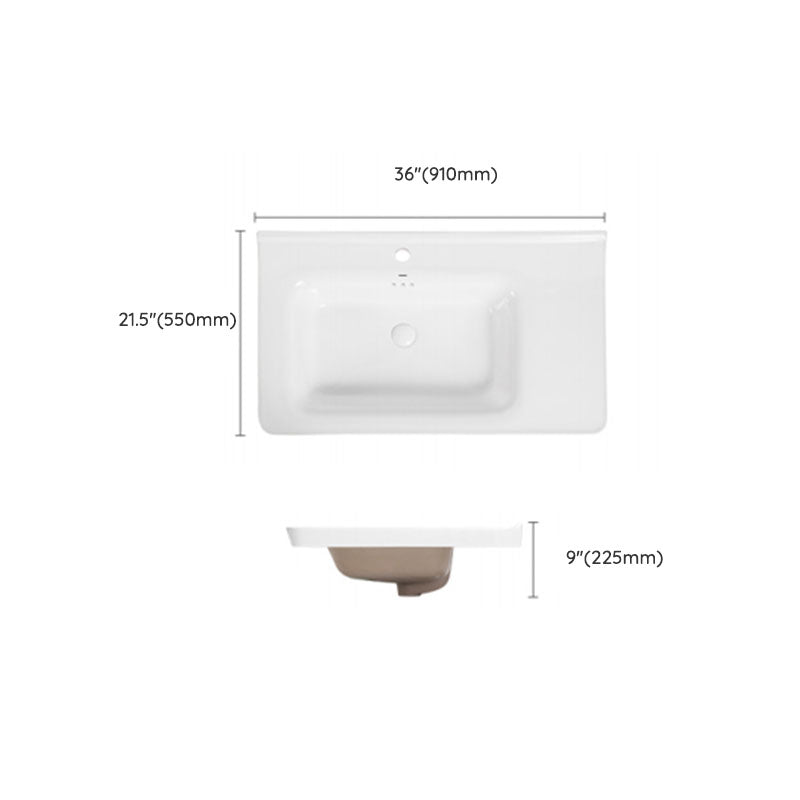 Modern Drop-in Bathroom Sink Porcelain Left Basin Bathroom Sink(Not Included Faucet)
