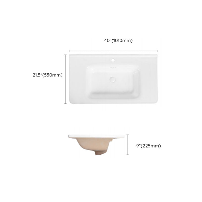 Modern Drop-in Bathroom Sink Porcelain Left Basin Bathroom Sink(Not Included Faucet)