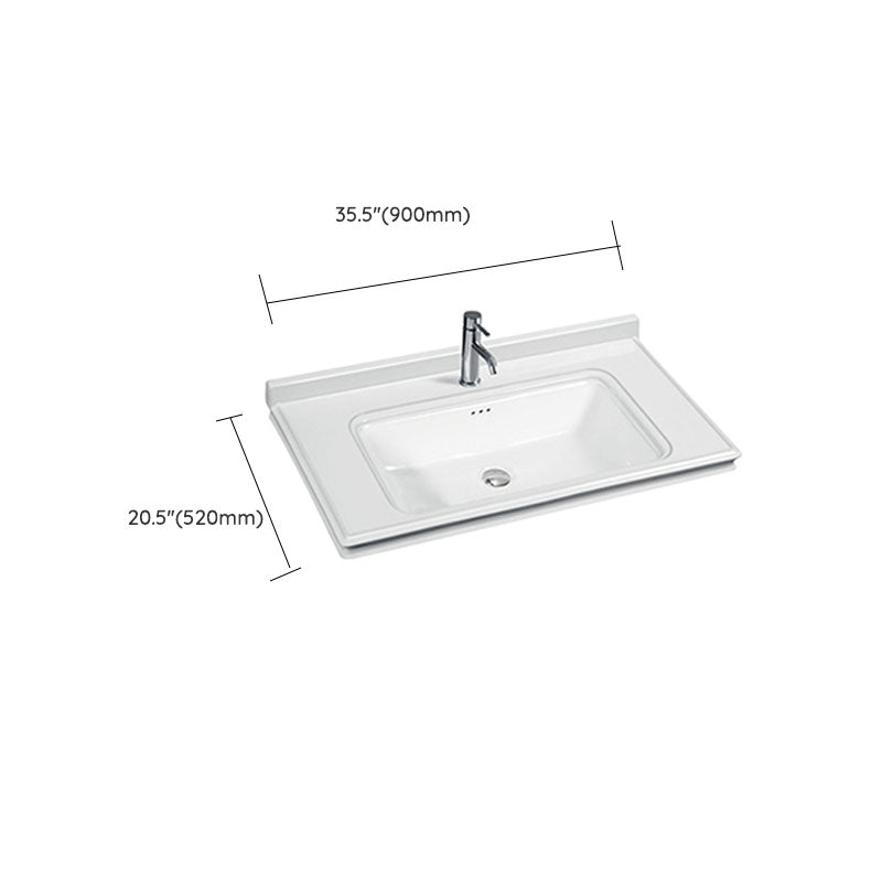 Modern Drop-in Bathroom Sink Porcelain Left Basin Bathroom Sink(Not Included Faucet)