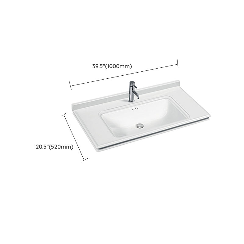 Modern Drop-in Bathroom Sink Porcelain Left Basin Bathroom Sink(Not Included Faucet)