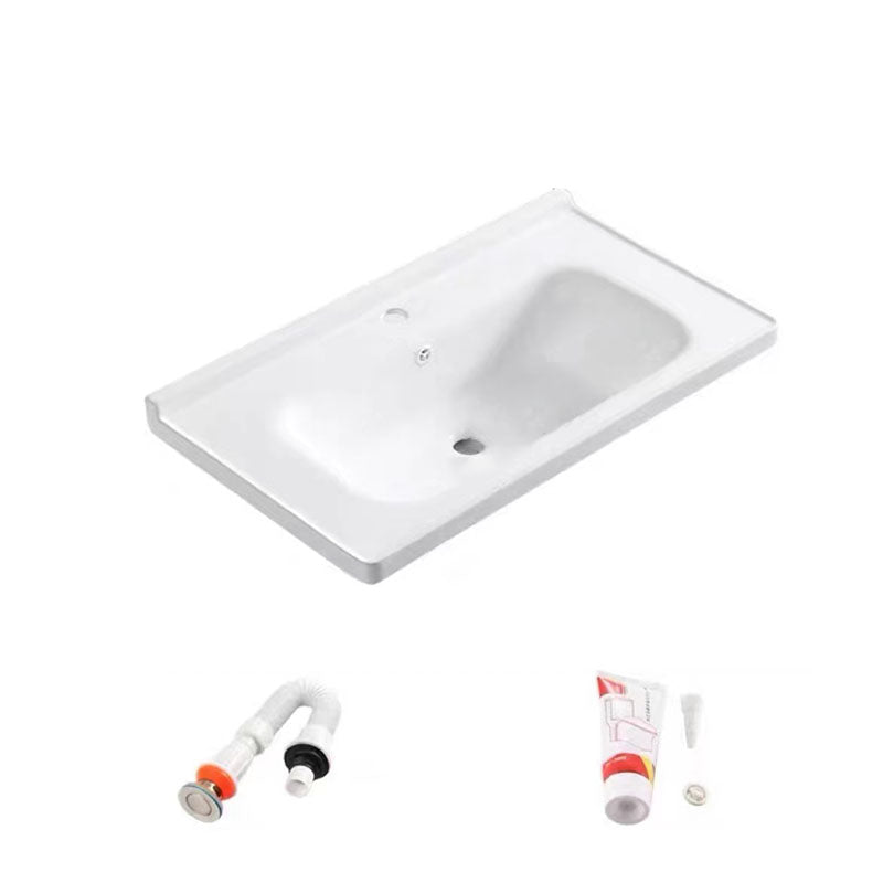 Modern Basin Sink Porcelain with Overflow Drop-in Bathroom Sink(Not Included Faucet)