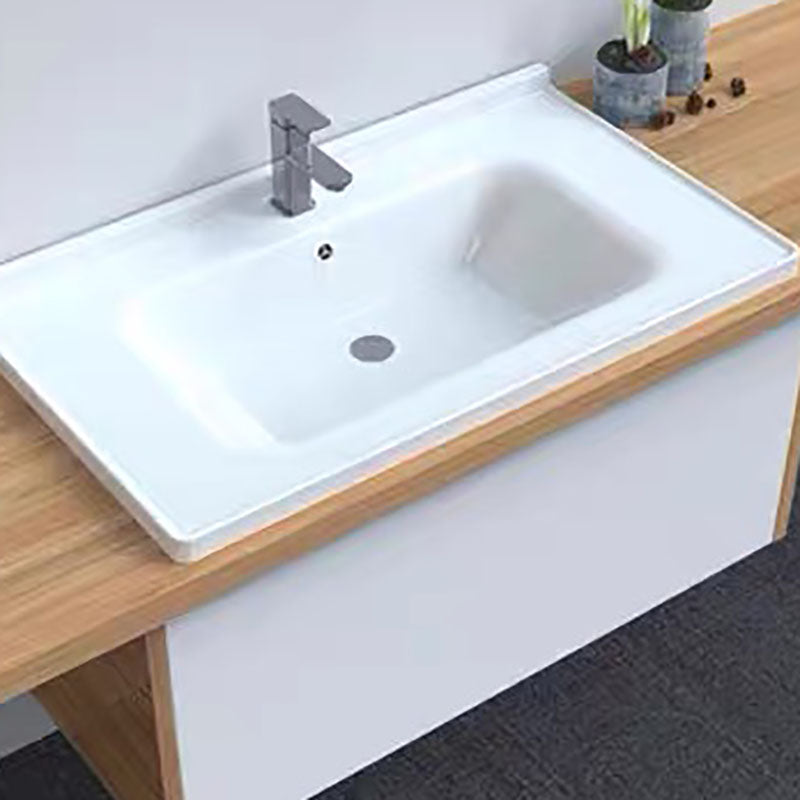 Modern Basin Sink Porcelain with Overflow Drop-in Bathroom Sink(Not Included Faucet)
