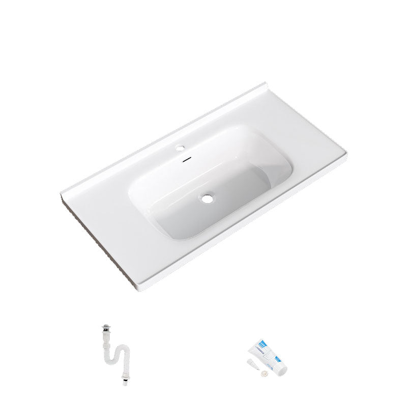 Modern Basin Sink Porcelain with Overflow Drop-in Bathroom Sink(Not Included Faucet)