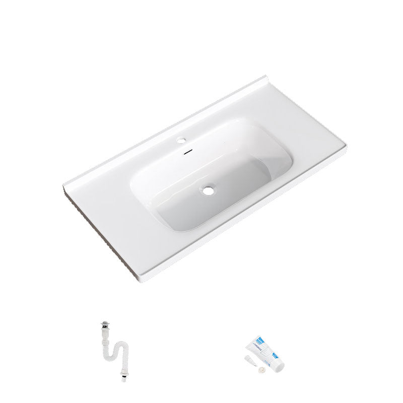 Modern Basin Sink Porcelain with Overflow Drop-in Bathroom Sink(Not Included Faucet)