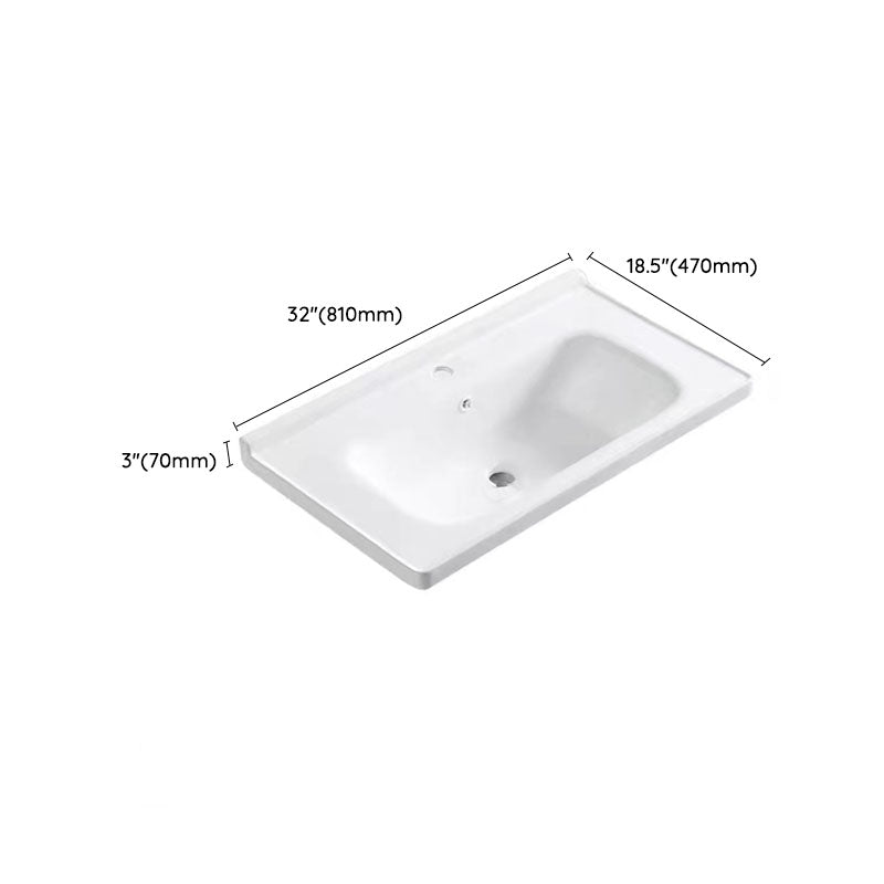 Modern Basin Sink Porcelain with Overflow Drop-in Bathroom Sink(Not Included Faucet)