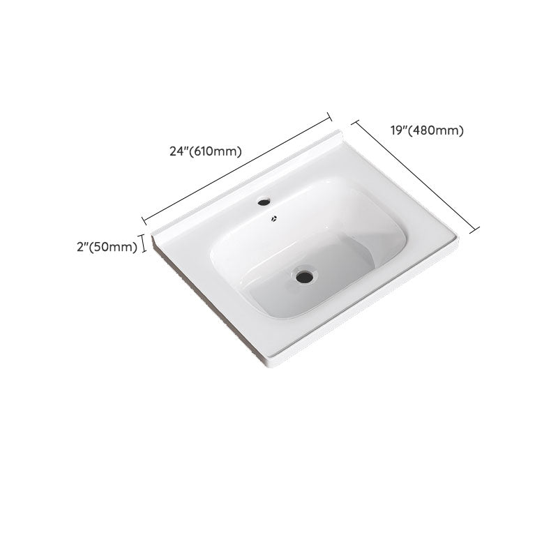 Modern Basin Sink Porcelain with Overflow Drop-in Bathroom Sink(Not Included Faucet)