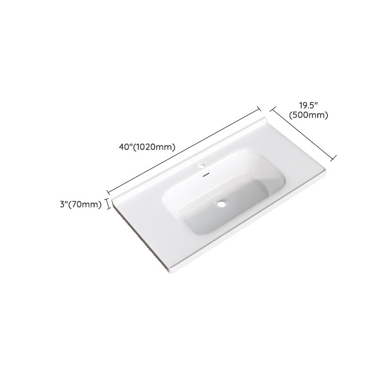 Modern Basin Sink Porcelain with Overflow Drop-in Bathroom Sink(Not Included Faucet)