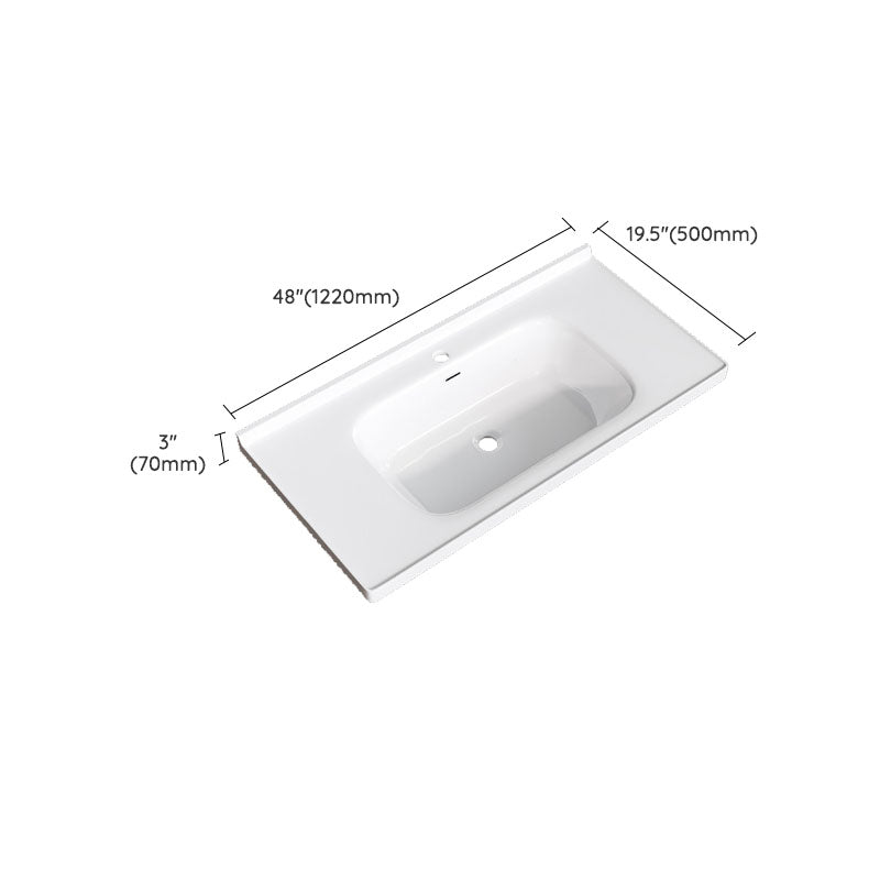 Modern Basin Sink Porcelain with Overflow Drop-in Bathroom Sink(Not Included Faucet)
