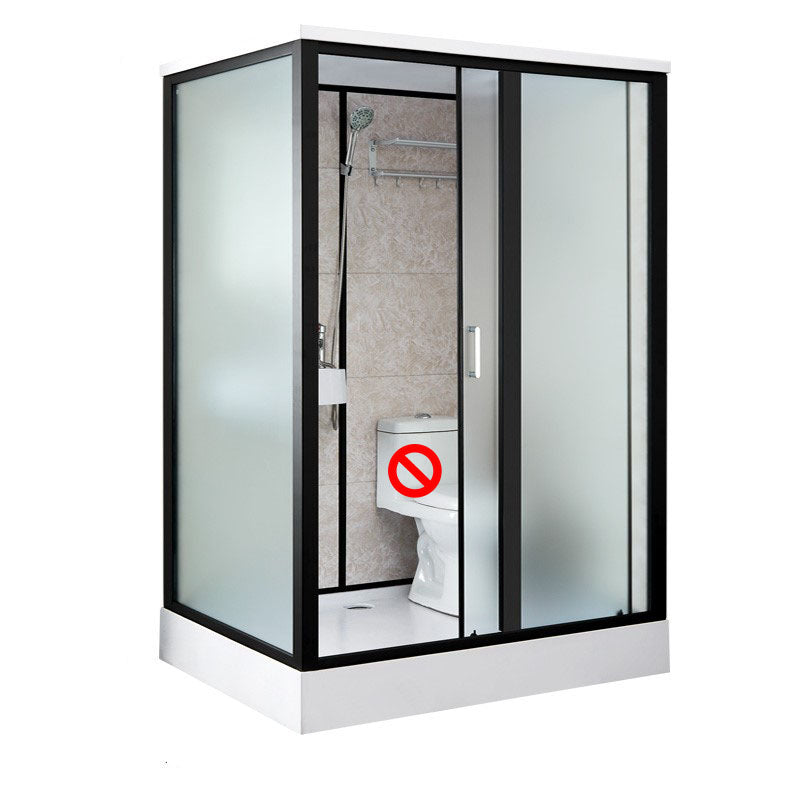 Framed Rectangle Frosted Corner Shower Stall with White Base