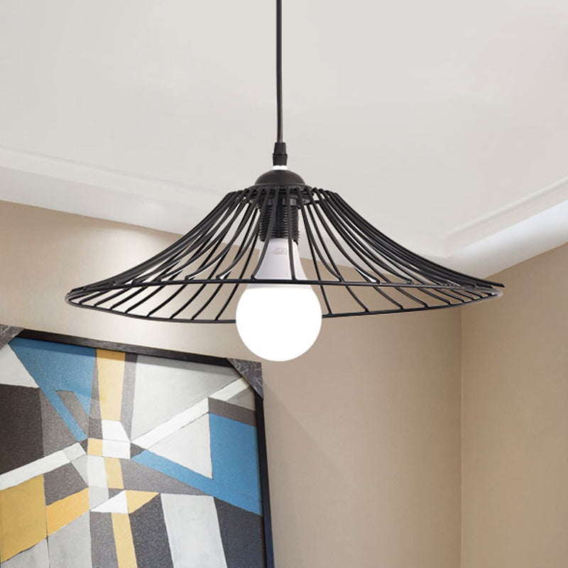 Black Lotus Leaf Cage Plafond Pendant Light Kit de lampe suspendue en fer simple 1-Bulb pour salle à manger