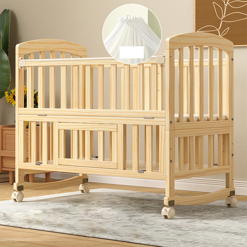 Solid Wood Convertible Crib Modern Nursery Crib with Storage