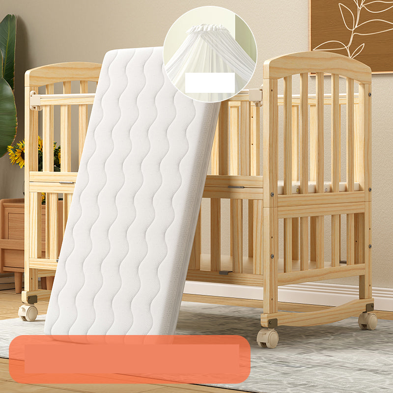 Solid Wood Convertible Crib Modern Nursery Crib with Storage
