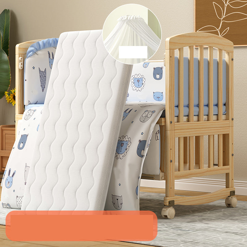 Solid Wood Convertible Crib Modern Nursery Crib with Storage