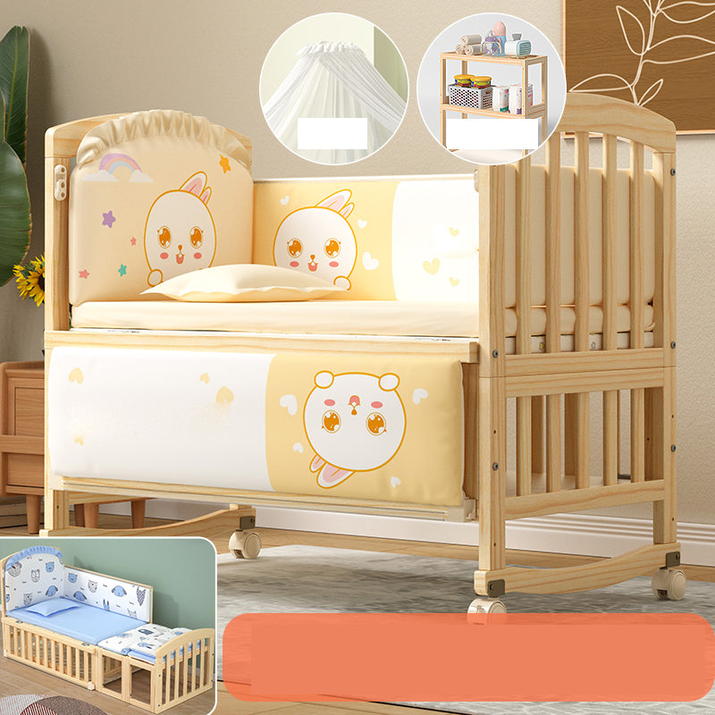 Solid Wood Convertible Crib Modern Nursery Crib with Storage