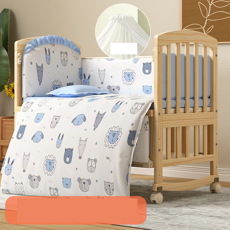 Solid Wood Convertible Crib Modern Nursery Crib with Storage