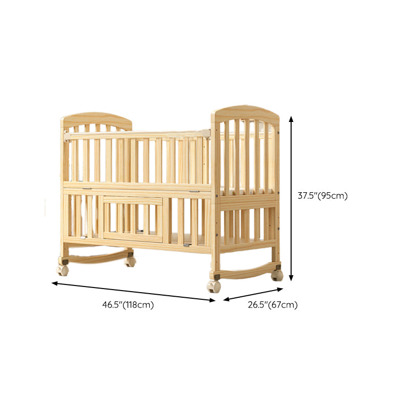 Solid Wood Convertible Crib Modern Nursery Crib with Storage