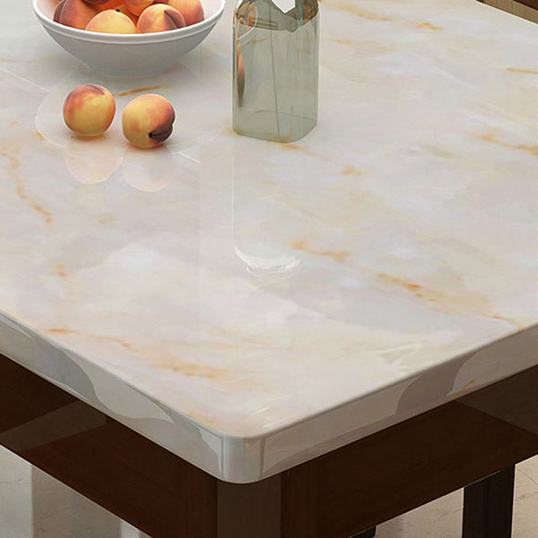 Modern Stone Rectangle Dining Table Rubber Wood Legs for Dining Room