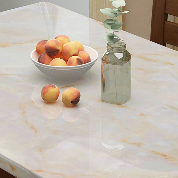 Modern Stone Rectangle Dining Table Rubber Wood Legs for Dining Room