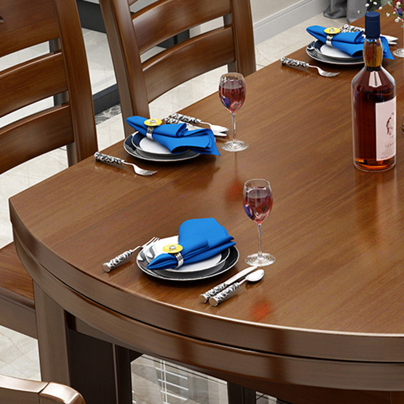 Modern Round Dining Table Solid Wood Drop-Leaf Dining Table for Dining Room