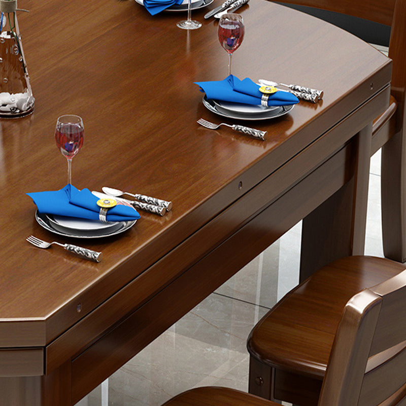 Modern Round Dining Table Solid Wood Drop-Leaf Dining Table for Dining Room