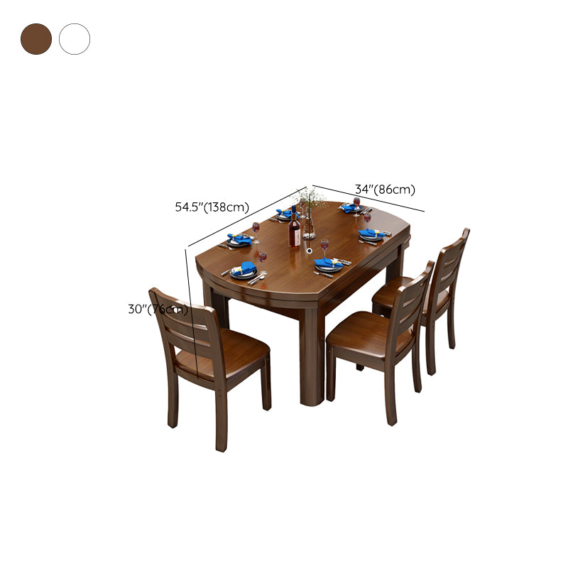 Modern Round Dining Table Solid Wood Drop-Leaf Dining Table for Dining Room