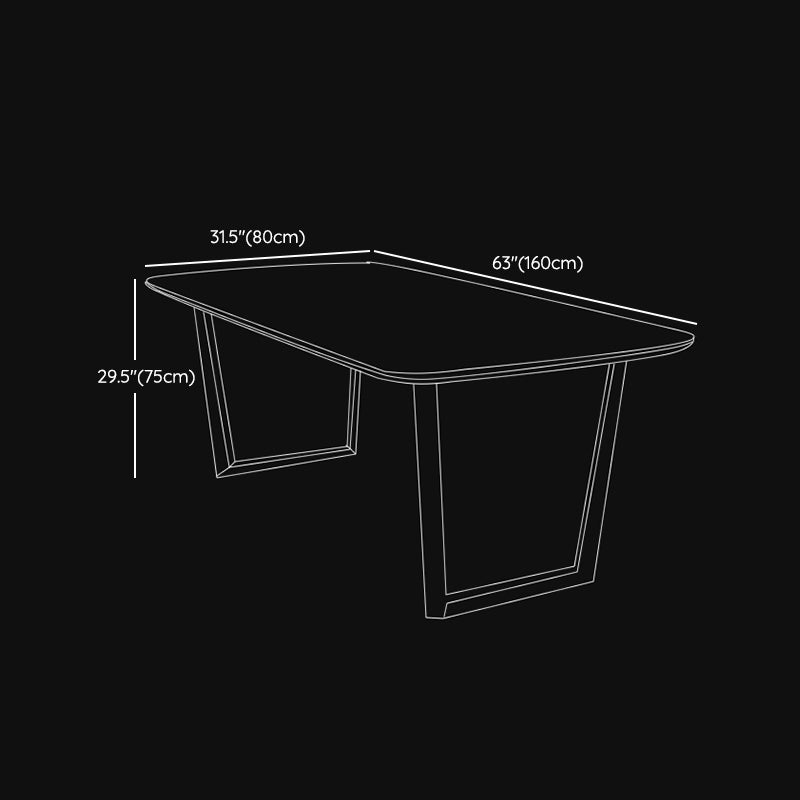 Modern Rectangle Dining Table for Home Black Stone Top Dinette Table